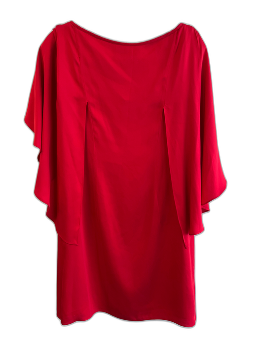Milly Size 2 Red Unknown Boat Neck Capelet Neckline Side Zip Knee length Dress Red / 2