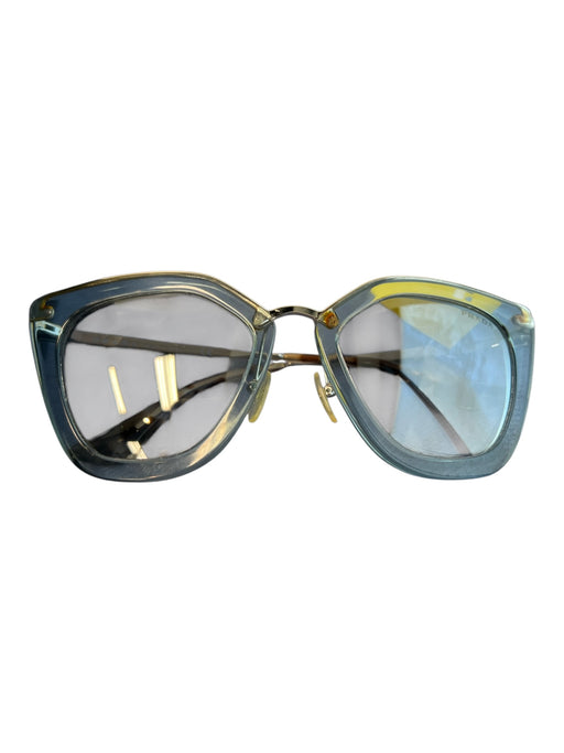 Prada Blue Acrylic & metal Gray Lenses clear frame Cat Eye Sunglasses Blue