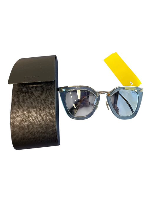 Prada Blue Acrylic & metal Gray Lenses clear frame Cat Eye Sunglasses Blue