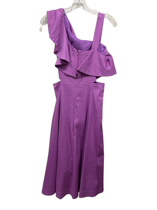 Veronica Beard Size 2 Purple Cotton One Shoulder Sleeveless Side Cut Outs Dress Purple / 2