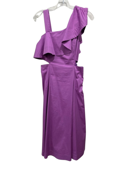 Veronica Beard Size 2 Purple Cotton One Shoulder Sleeveless Side Cut Outs Dress Purple / 2