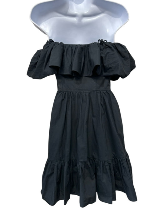 Ulla Johnson Size 2 Black Cotton Strapless Ruffle Detail Above knee Ruffle Dress Black / 2