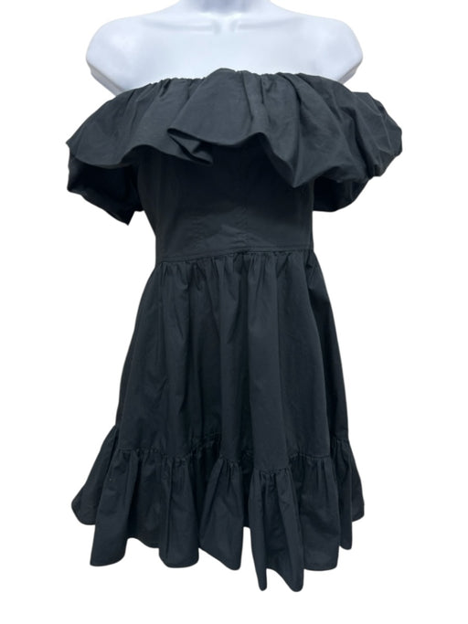 Ulla Johnson Size 2 Black Cotton Strapless Ruffle Detail Above knee Ruffle Dress Black / 2