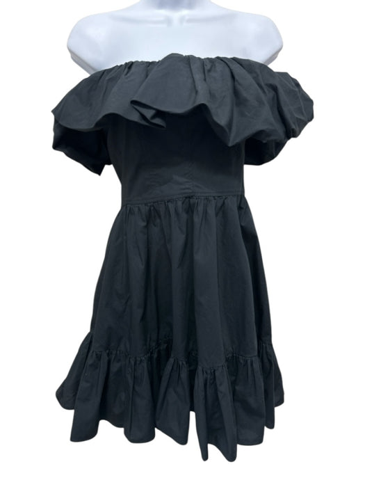 Ulla Johnson Size 2 Black Cotton Strapless Ruffle Detail Above knee Ruffle Dress Black / 2