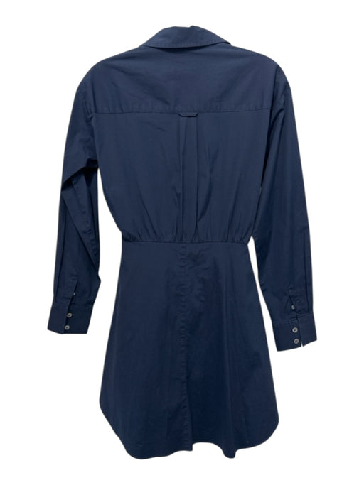 Veronica Beard Size 0 Navy Cotton Long Sleeve Button Up & Collar V Neck Dress Navy / 0