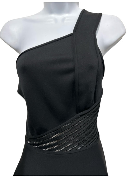 David Koma Size 8 Black Polyester Blend Sleeveless One Shoulder Lace Detail Gown Black / 8