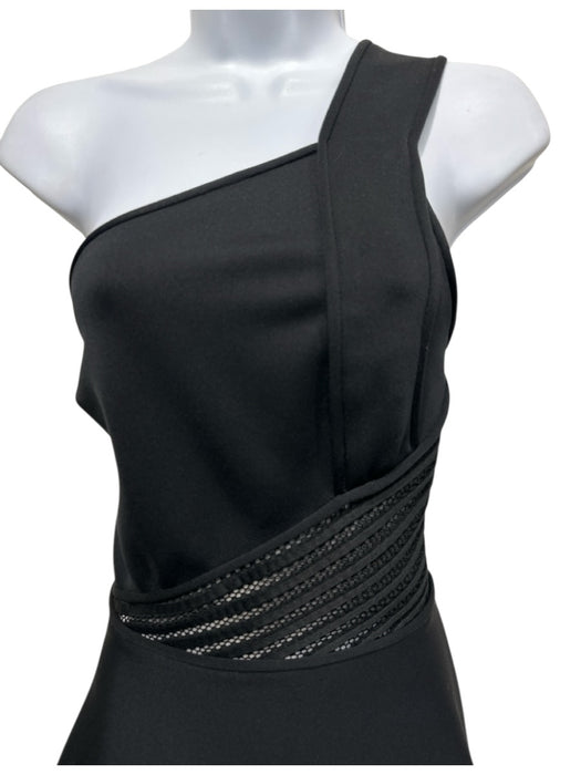 David Koma Size 8 Black Polyester Blend Sleeveless One Shoulder Lace Detail Gown Black / 8