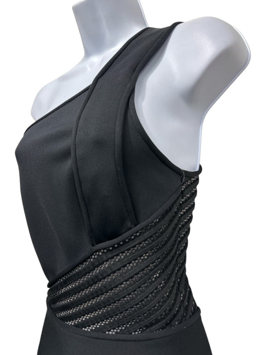 David Koma Size 8 Black Polyester Blend Sleeveless One Shoulder Lace Detail Gown Black / 8