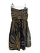 Alexis Size XS Black & Gold Linen Embroidered Design Back Zip Bra Top Skirt Set Black & Gold / XS