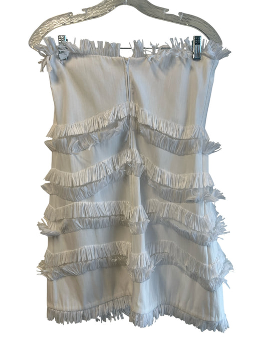 Alexis Size XS White Polyester & Cotton Strapless Back Zip Fringe Detail Dress White / XS