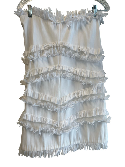 Alexis Size XS White Polyester & Cotton Strapless Back Zip Fringe Detail Dress White / XS