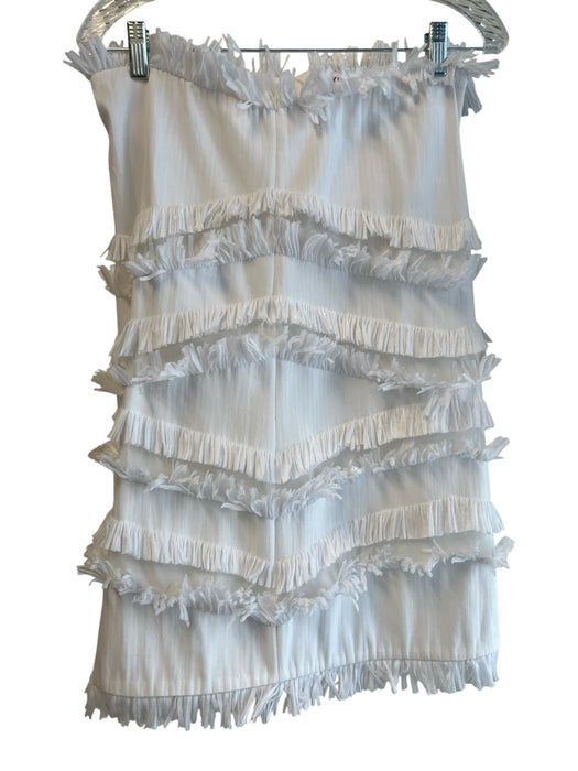 Alexis Size XS White Polyester & Cotton Strapless Back Zip Fringe Detail Dress White / XS