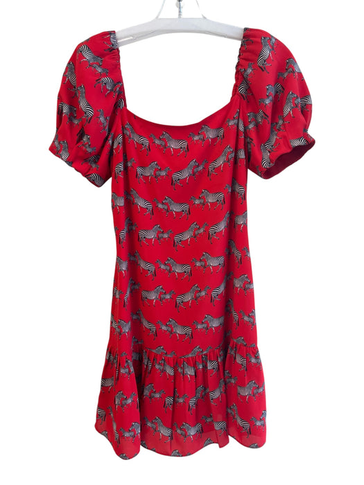 Alice & Olivia Size 2 Red, White & Black Polyester Off Shoulder Zebras Dress Red, White & Black / 2