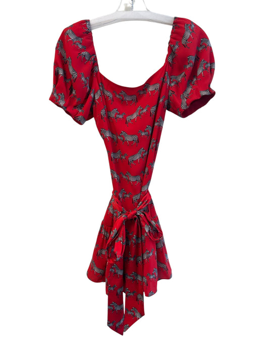 Alice & Olivia Size 2 Red, White & Black Polyester Off Shoulder Zebras Dress Red, White & Black / 2
