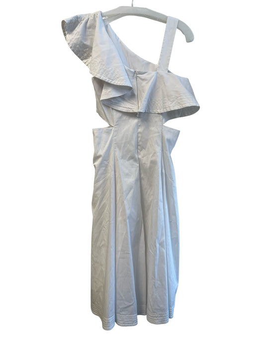 Veronica Beard Size 2 White Cotton Blend Back Zip Sleeveless Ruffle Dress White / 2