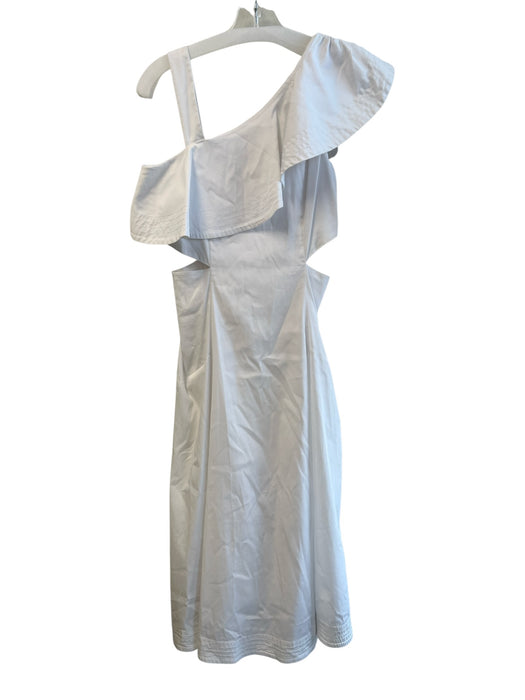 Veronica Beard Size 2 White Cotton Blend Back Zip Sleeveless Ruffle Dress White / 2