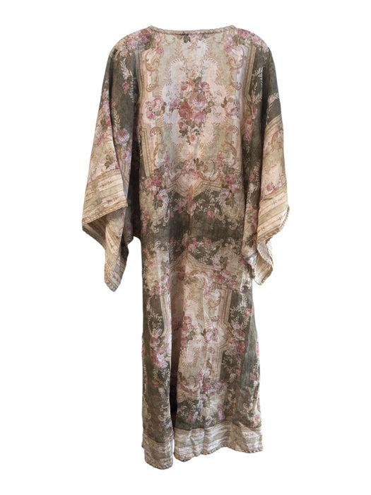 Zimmermann Size 0 Rose & Multi Linen Drop Shoulder Half Sleeve Floral Dress Rose & Multi / 0