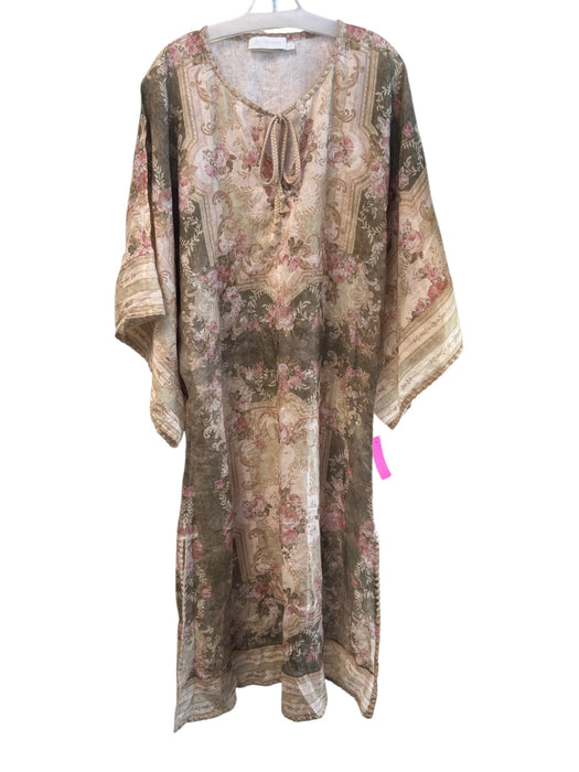 Zimmermann Size 0 Rose & Multi Linen Drop Shoulder Half Sleeve Floral Dress Rose & Multi / 0