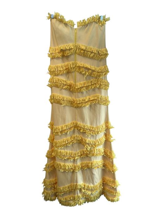 Alexis Size XS Yellow Polyester & Cotton Strapless Back Zip Fringe Detail Dress Yellow / XS