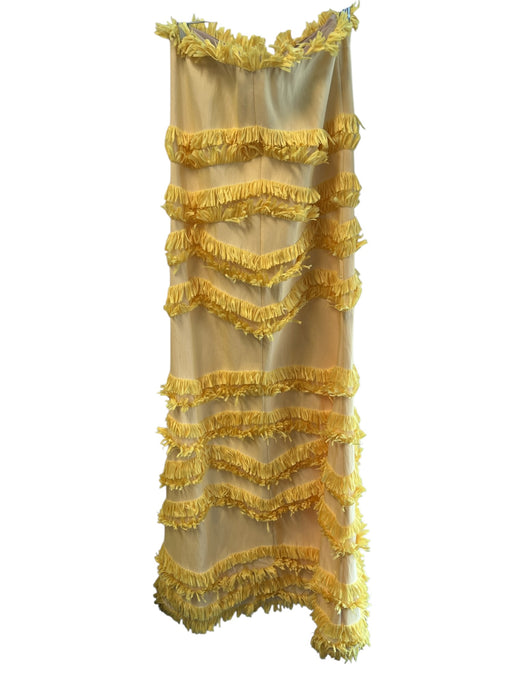 Alexis Size XS Yellow Polyester & Cotton Strapless Back Zip Fringe Detail Dress Yellow / XS