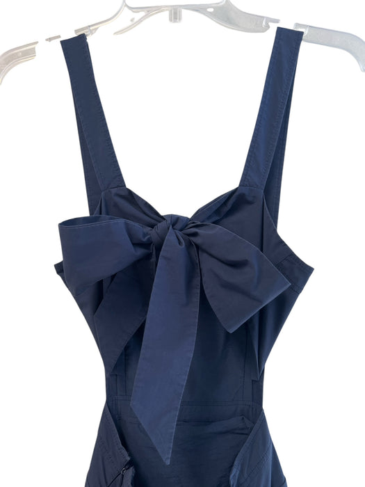 Jonathan Simkhai Size 2 Navy Cotton Blend Sleeveless Side Zip Open Back Dress Navy / 2