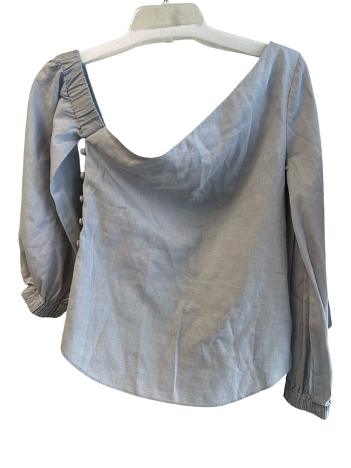 Milly Size 2 Light Gray Cotton Long Sleeve Asymetric Neckline Side Buttons Top Light Gray / 2