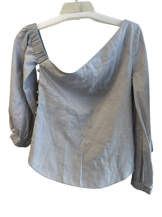 Milly Size 2 Light Gray Cotton Long Sleeve Asymetric Neckline Side Buttons Top Light Gray / 2