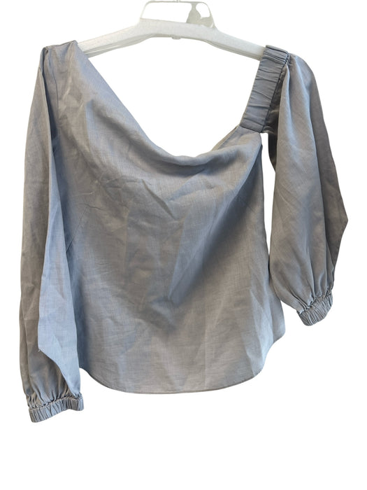 Milly Size 2 Light Gray Cotton Long Sleeve Asymetric Neckline Side Buttons Top Light Gray / 2