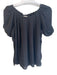 Joie Size XS Black Silk Round Neck Short Sleeve pleats Top Black / XS