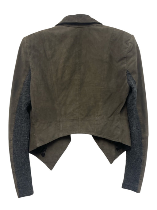 Alice + Olivia Size XS Dark Taupe Gray Goat Leather Cropped Open Front Jacket Dark Taupe Gray / XS