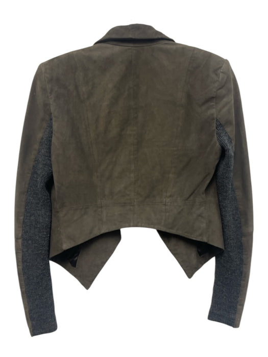 Alice + Olivia Size XS Dark Taupe Gray Goat Leather Cropped Open Front Jacket Dark Taupe Gray / XS