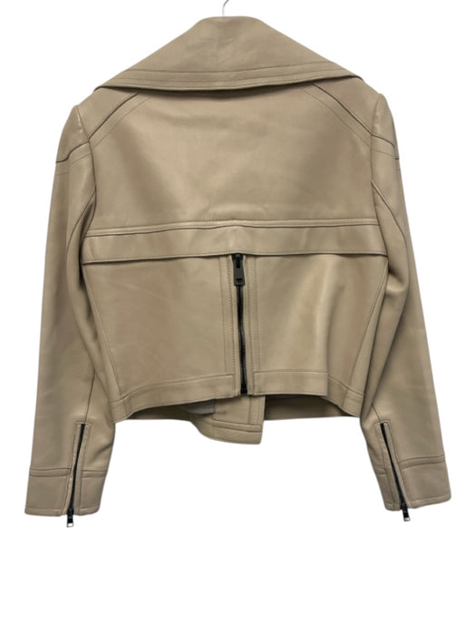 Diane Von Furstenberg Size P Beige Lamb leather Asymmetrical Zip Front Jacket Beige / P
