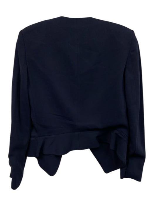 Rebecca Taylor Size 0 Navy Blue Viscose Blend Open Front Shoulder Pads Jacket Navy Blue / 0