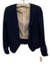 Rebecca Taylor Size 0 Navy Blue Viscose Blend Open Front Shoulder Pads Jacket Navy Blue / 0