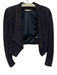 Alice + Olivia Size XS Navy Blue Goat Leather Cropped Knit Detail Suede Jacket Navy Blue / XS