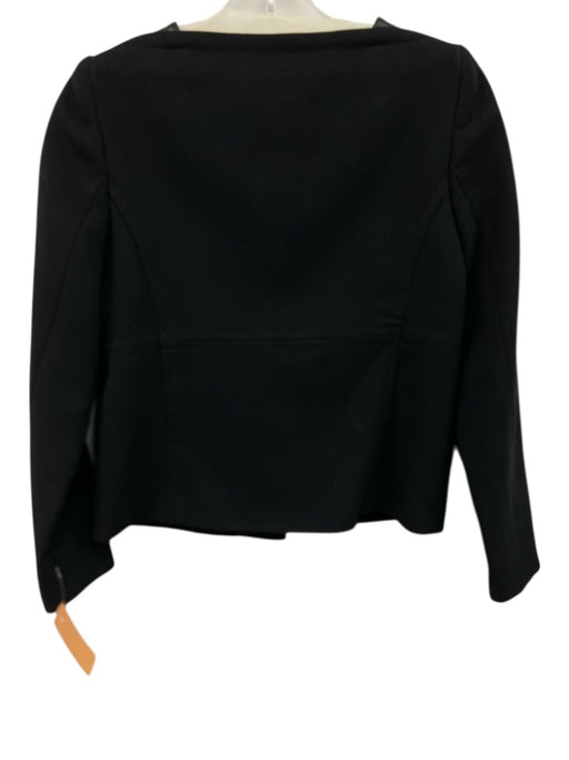 Milly Size 0 Black Polyester Blend Lamb Leather Detail Snap Button Front Jacket Black / 0