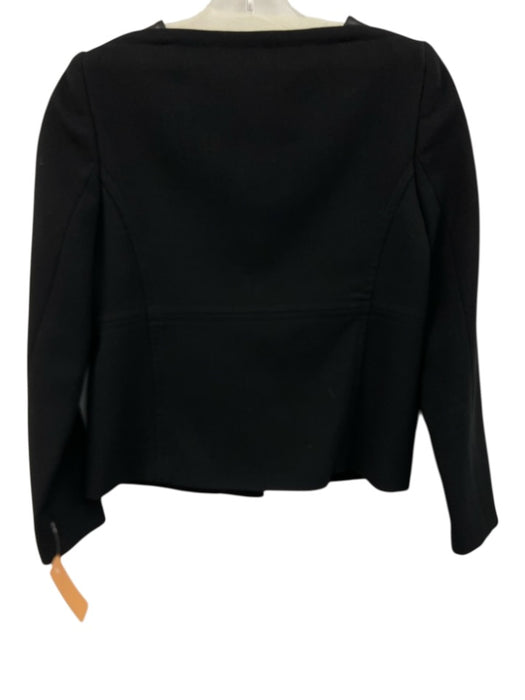 Milly Size 0 Black Polyester Blend Lamb Leather Detail Snap Button Front Jacket Black / 0
