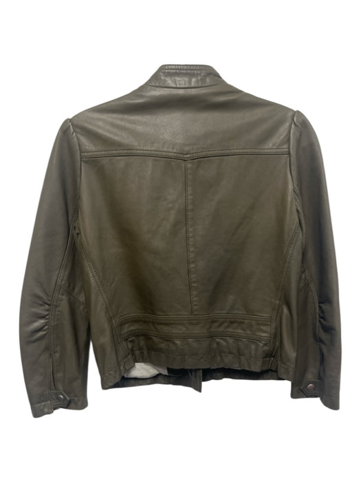 Rebecca Taylor Size 0 Gray Green Lamb leather Zip Front Moto Zip Pockets Jacket Gray Green / 0