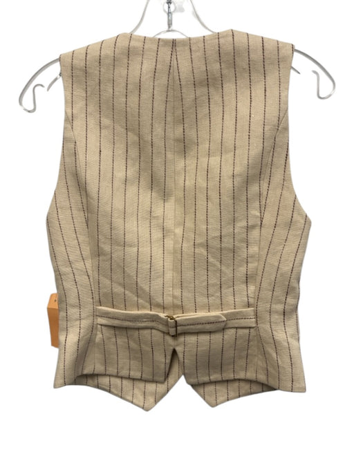 Zimmermann Size 0 Beige & Brown Linen Striped Sleeveless Button Front Vest Top Beige & Brown / 0