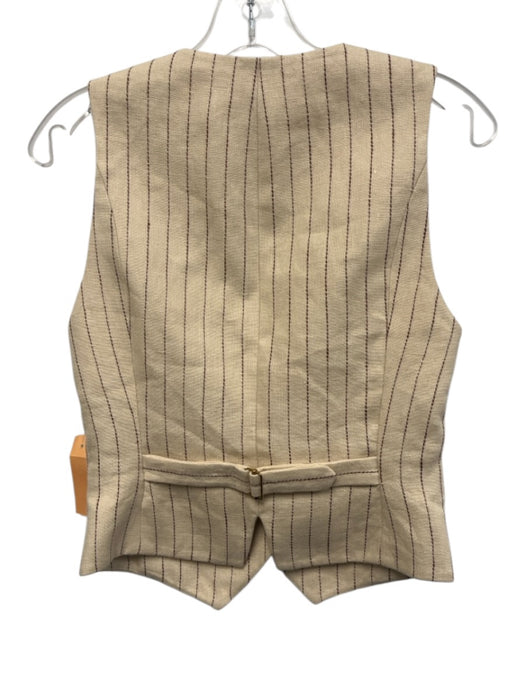 Zimmermann Size 0 Beige & Brown Linen Striped Sleeveless Button Front Vest Top Beige & Brown / 0
