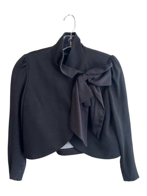 Alice & Olivia Size Est XS Black Rayon Blend Long Sleeve Bow Detail Crop Jacket Black / Est XS