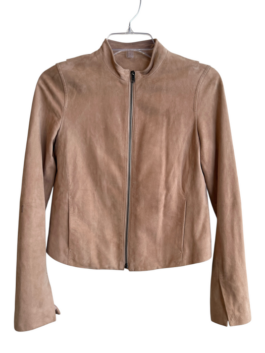 Vince Size 2 Taupe Lamb leather Suede Zip Up Pockets Jacket Taupe / 2
