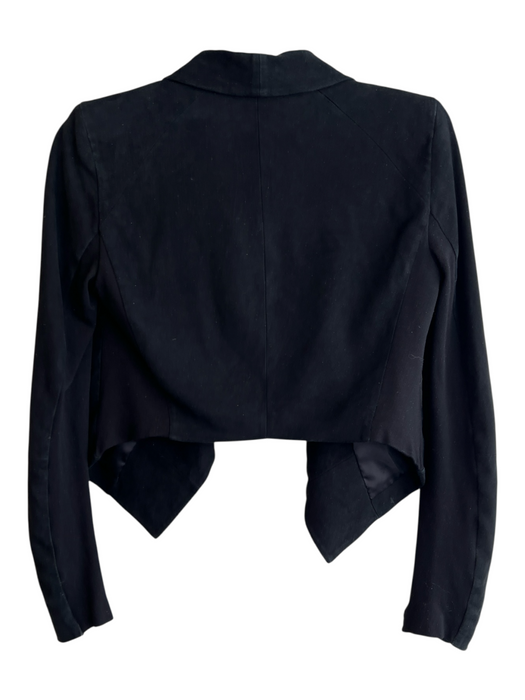 Alice & Olivia Size XS Black Goat Leather Suede Shoulder Pads Cropped Jacket Black / XS