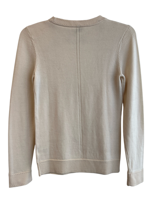 Milly Size P Cream Merino Wool Knit Buttons Long Sleeve Round Neck Sweater Cream / P