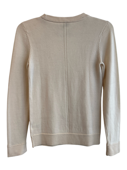 Milly Size P Cream Merino Wool Knit Buttons Long Sleeve Round Neck Sweater Cream / P