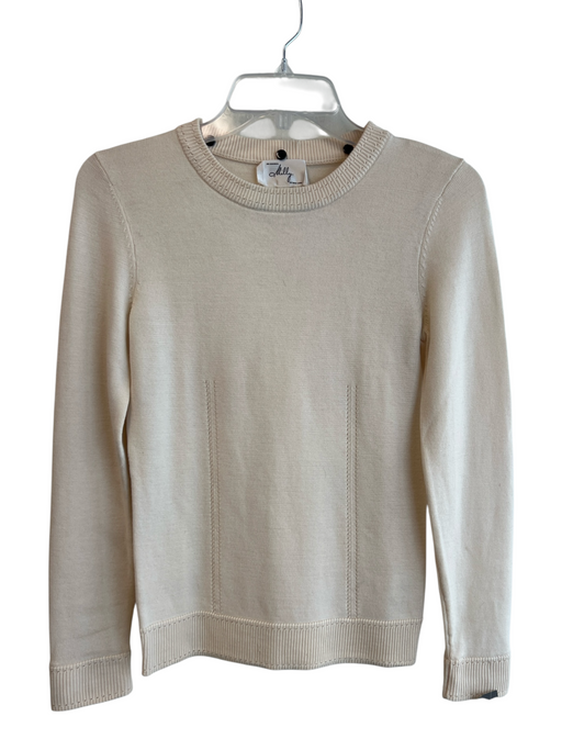 Milly Size P Cream Merino Wool Knit Buttons Long Sleeve Round Neck Sweater Cream / P