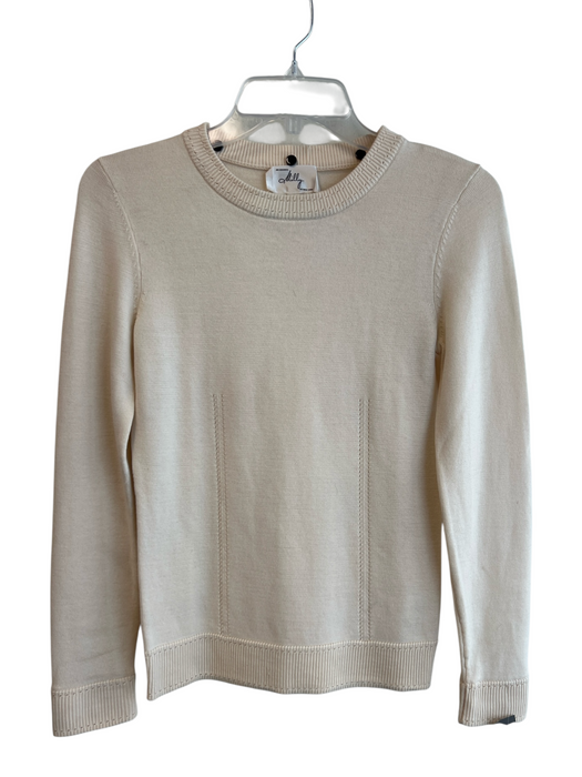 Milly Size P Cream Merino Wool Knit Buttons Long Sleeve Round Neck Sweater Cream / P