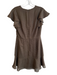 Alexis Size Est XS Brown Polyester Polka Dots V Neck Rouched Short Sleeve Dress Brown / Est XS