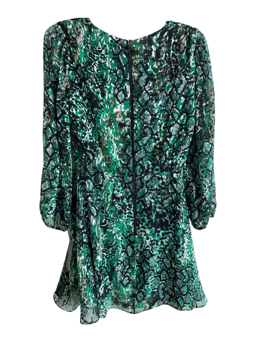 Alice & Olivia Size 2 Green No Fabric Tag Animal Print Back Zip Wrap Dress Green / 2