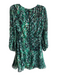 Alice & Olivia Size 2 Green No Fabric Tag Animal Print Back Zip Wrap Dress Green / 2
